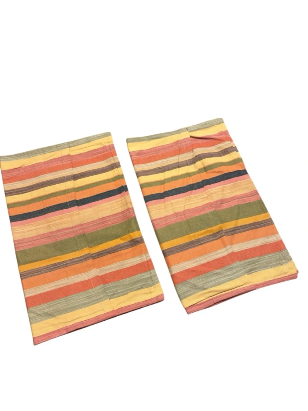 Pottery Barn Striped Standard Cotton Linen Blend Pillow Shams Set of 2